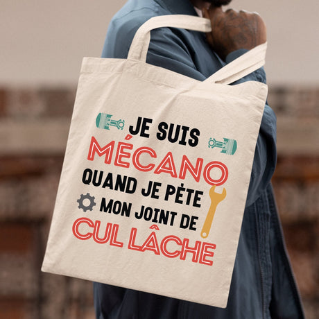 Tote bag Mécano mon joint de cul lâche Beige