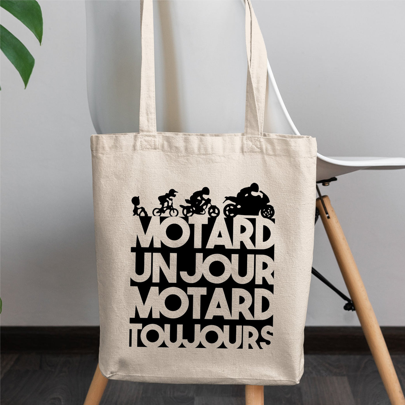 Tote bag Motard un jour Blanc