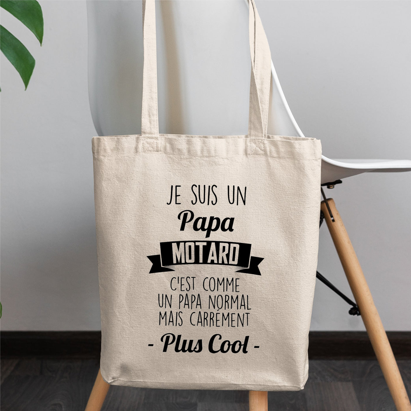 Tote bag Papa motard Blanc