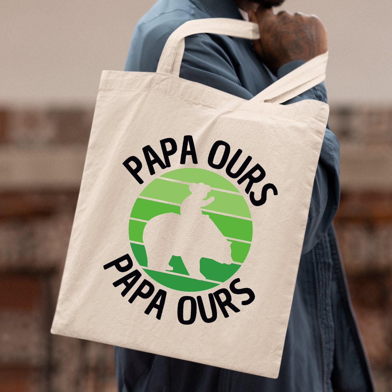 Tote bag Papa ours Blanc