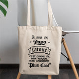 Tote bag Papa tatoué Blanc