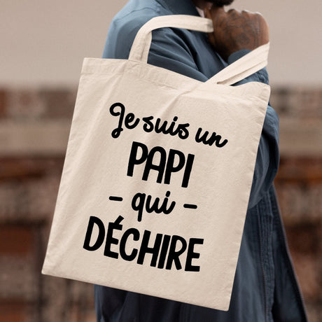 Tote bag Papi qui déchire Beige