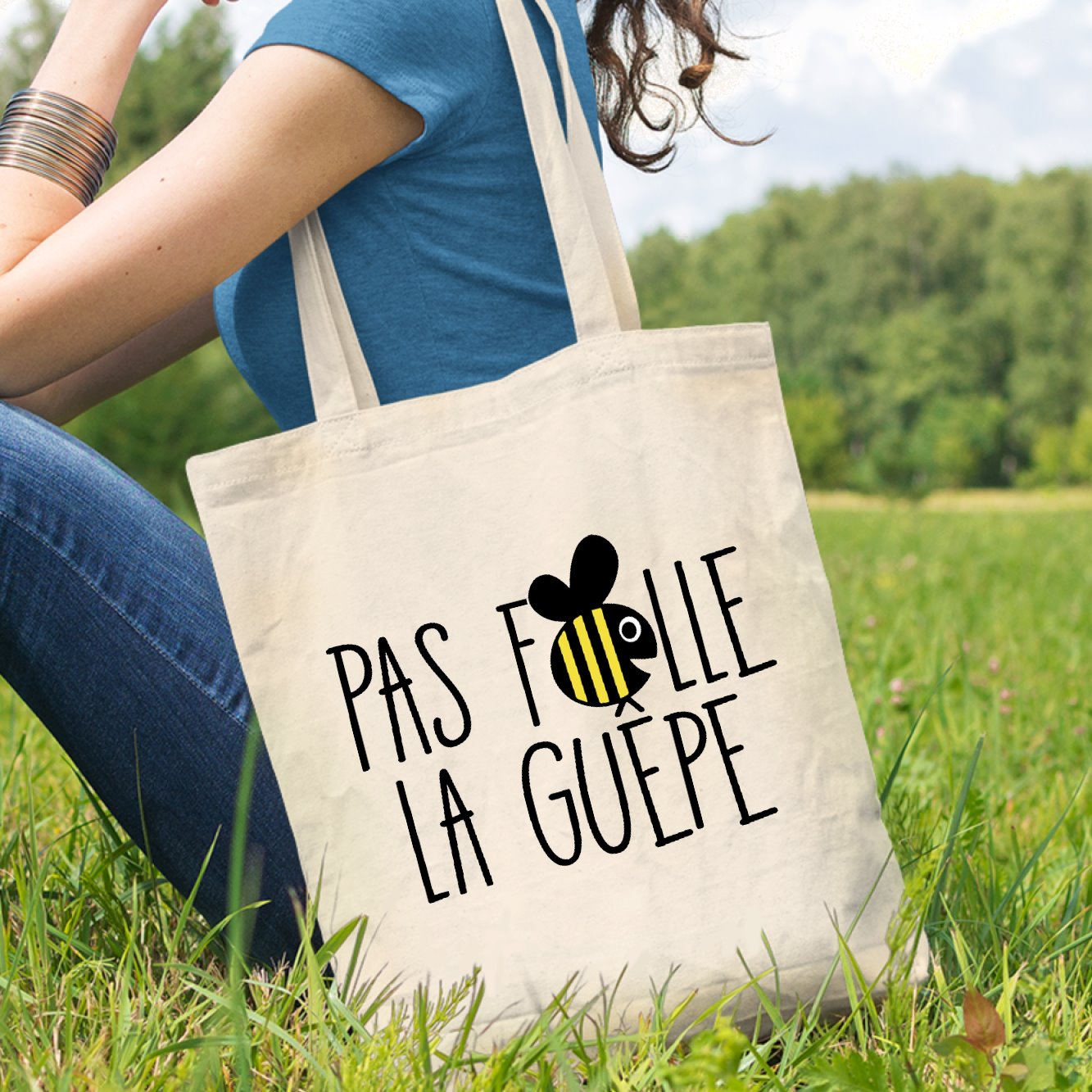 Tote bag Pas folle la guêpe Blanc