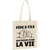 Tote bag Père et fils une équipe pour la vie 