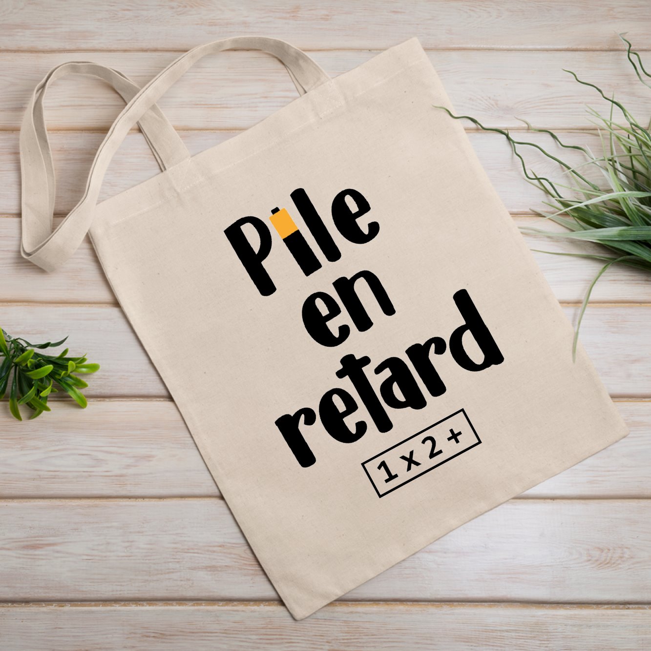 Tote bag Pile en retard Blanc