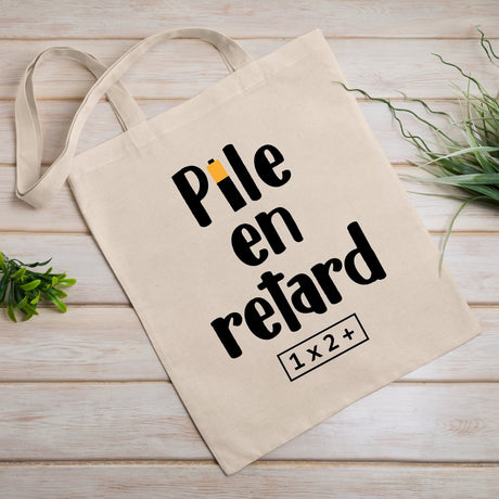 Tote bag Pile en retard Blanc