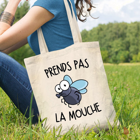 Tote bag Prends pas la mouche Blanc