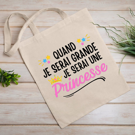 Tote bag Quand je serai grande je serai une princesse Blanc