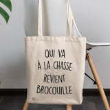 Tote bag Qui va à la chasse revient brocouille Blanc