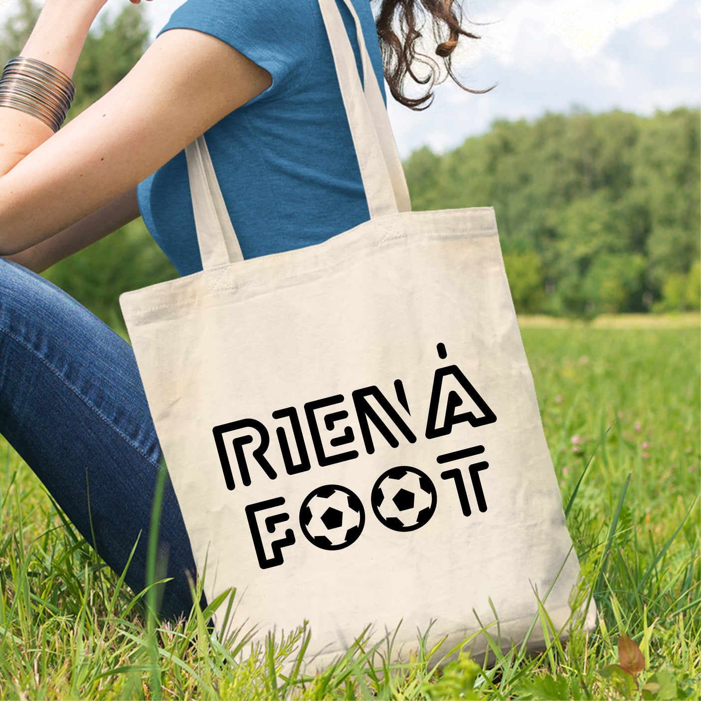 Tote bag Rien à foot Blanc