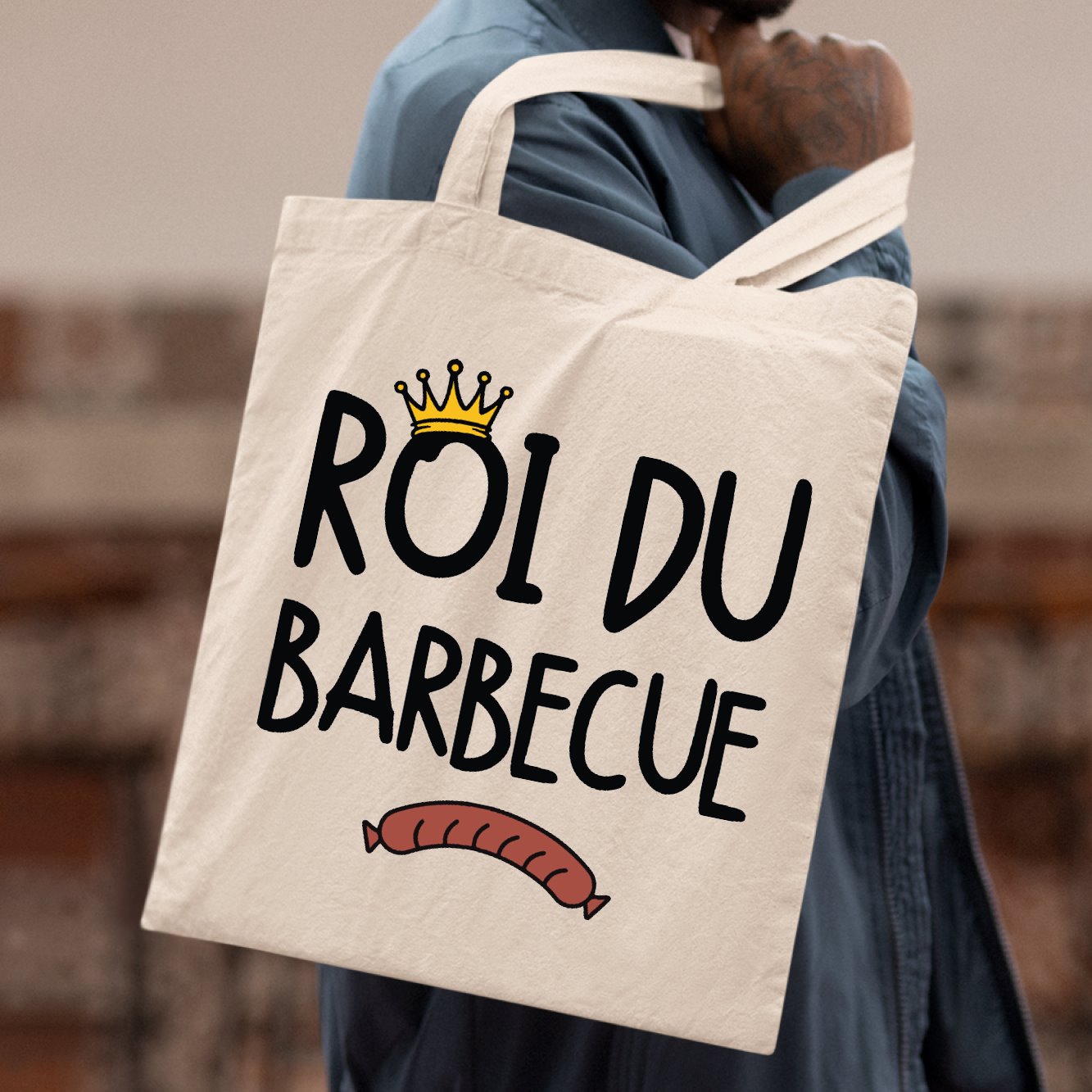 Tote bag Roi du barbecue Beige