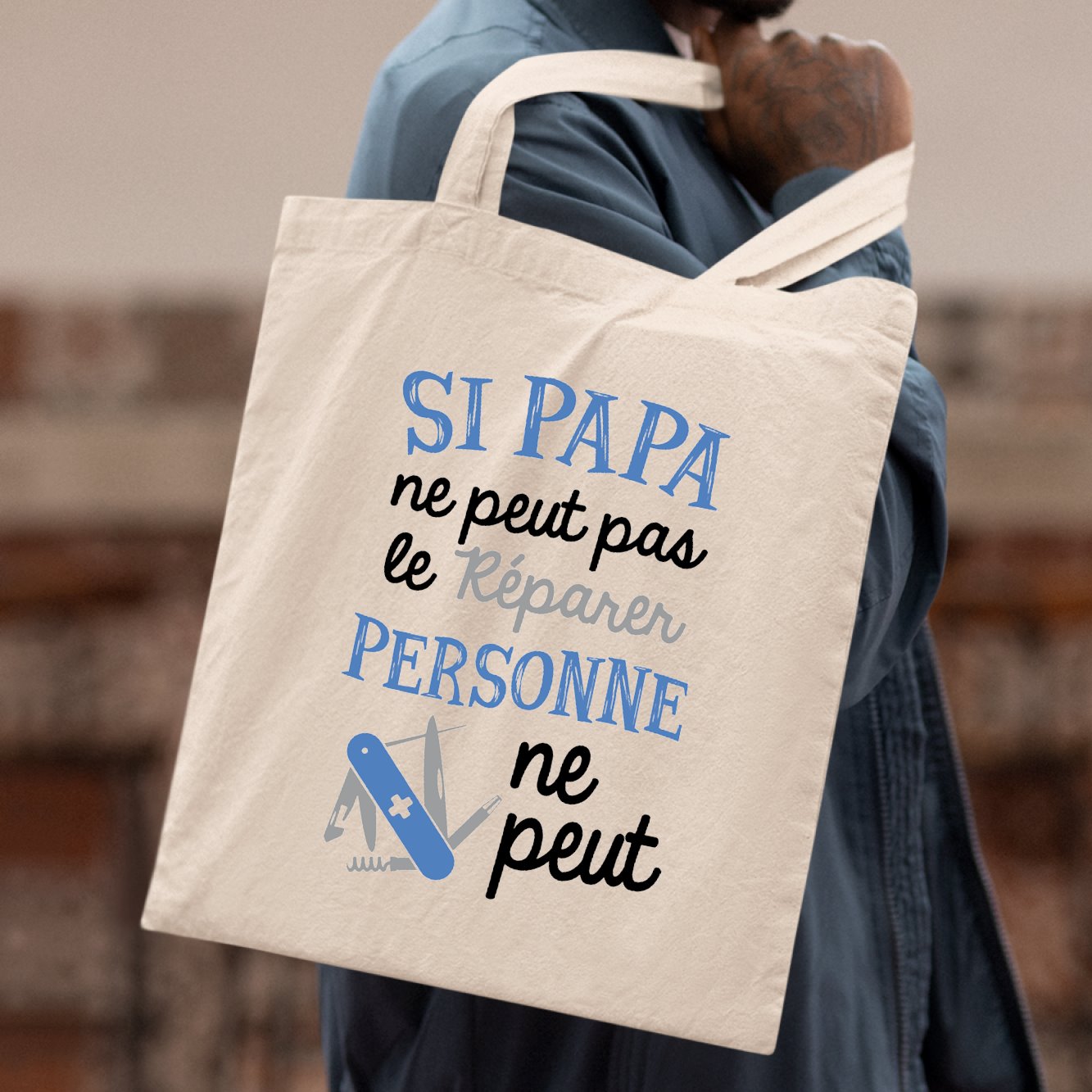 Tote bag Si papa ne peut pas pas le réparer Beige