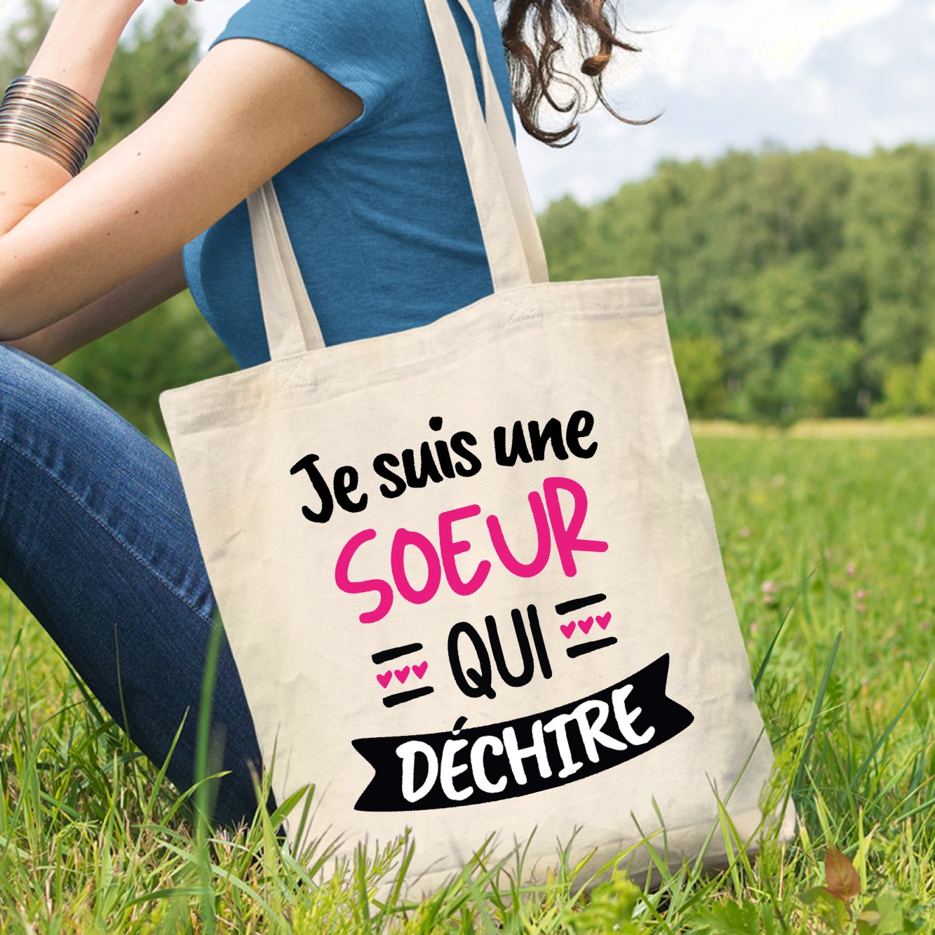 Tote bag Soeur qui déchire Beige