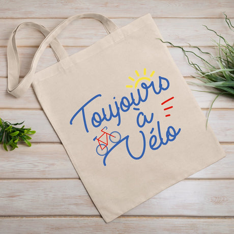 Tote bag Toujours à vélo Beige