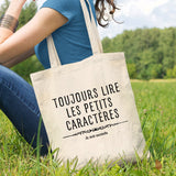 Tote bag Toujours lire les petits caractères car je suis enceinte Beige