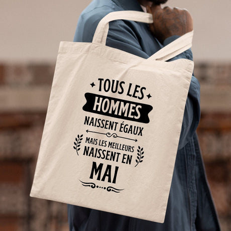 Tote bag Tous les hommes naissent égaux les meilleurs en mai Beige