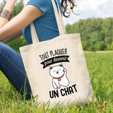 Tote bag Tout plaquer pour devenir un chat Beige