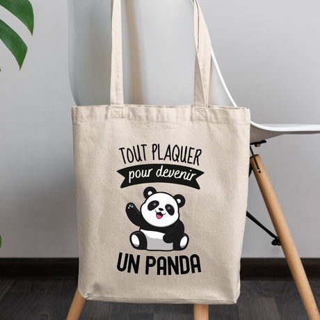 Tote bag Tout plaquer pour devenir un panda Beige