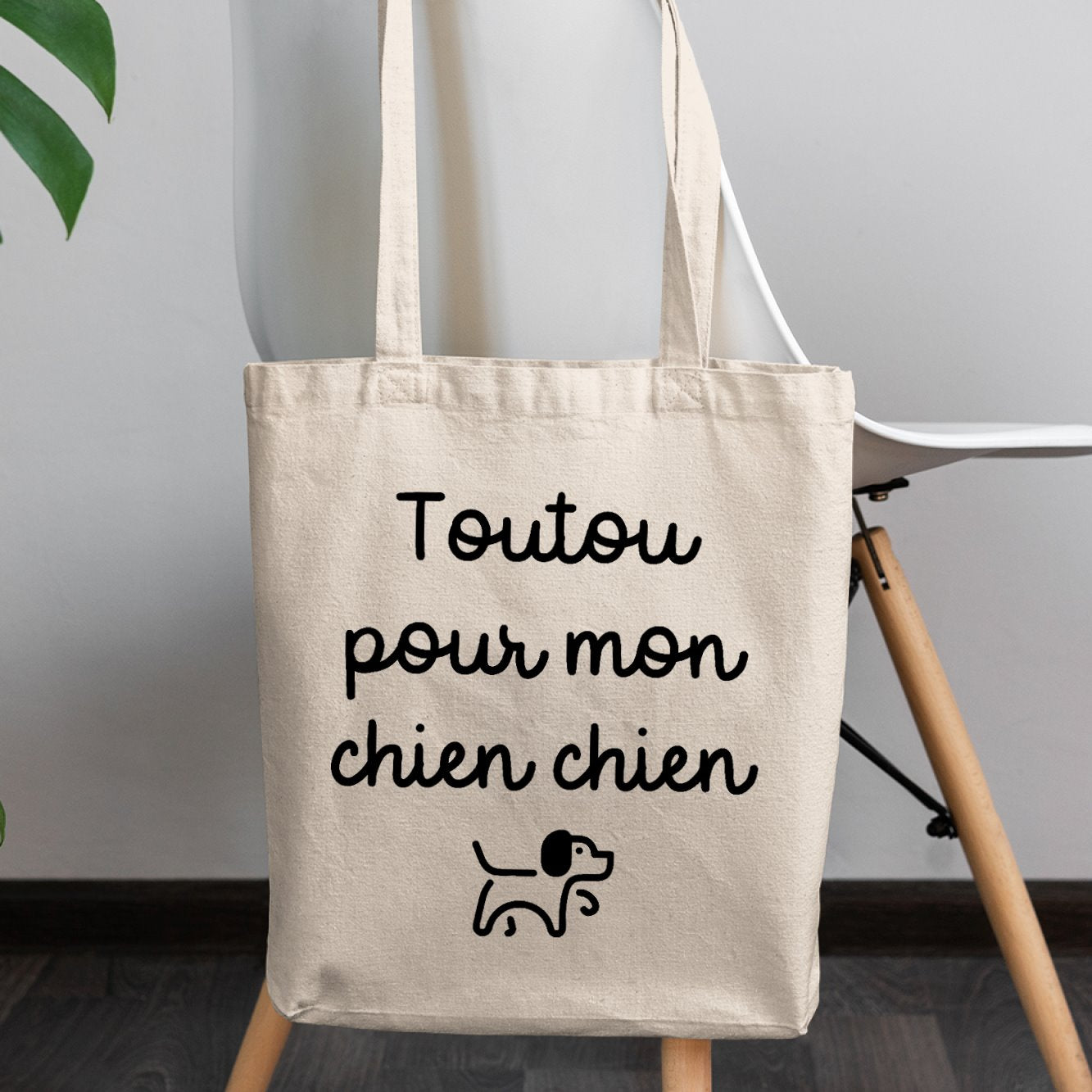 Tote bag Toutou pour mon chien chien Blanc