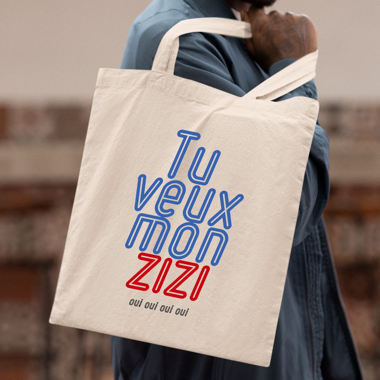 Tote bag Tu veux mon zizi Beige