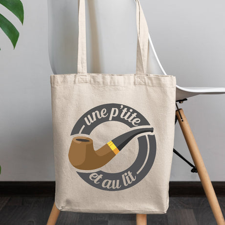 Tote bag Une petite pipe et au lit Beige